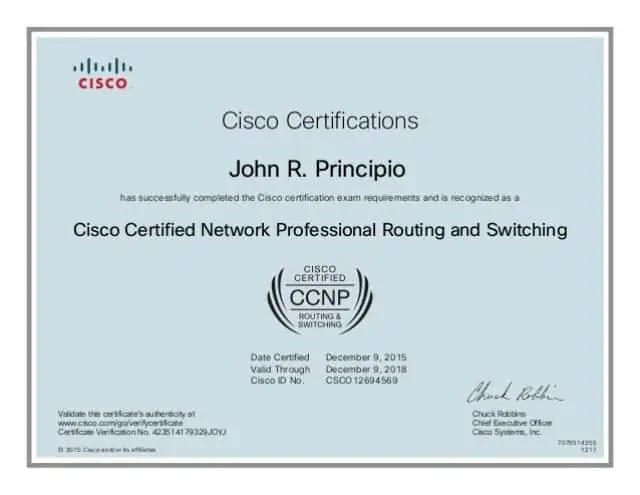 contoh sertifikasi cisco CCNP