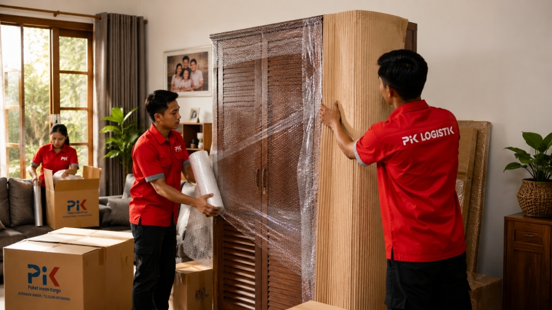 Persiapan packing perabot menggunakan jasa pindahan antarpulau via kapal laut